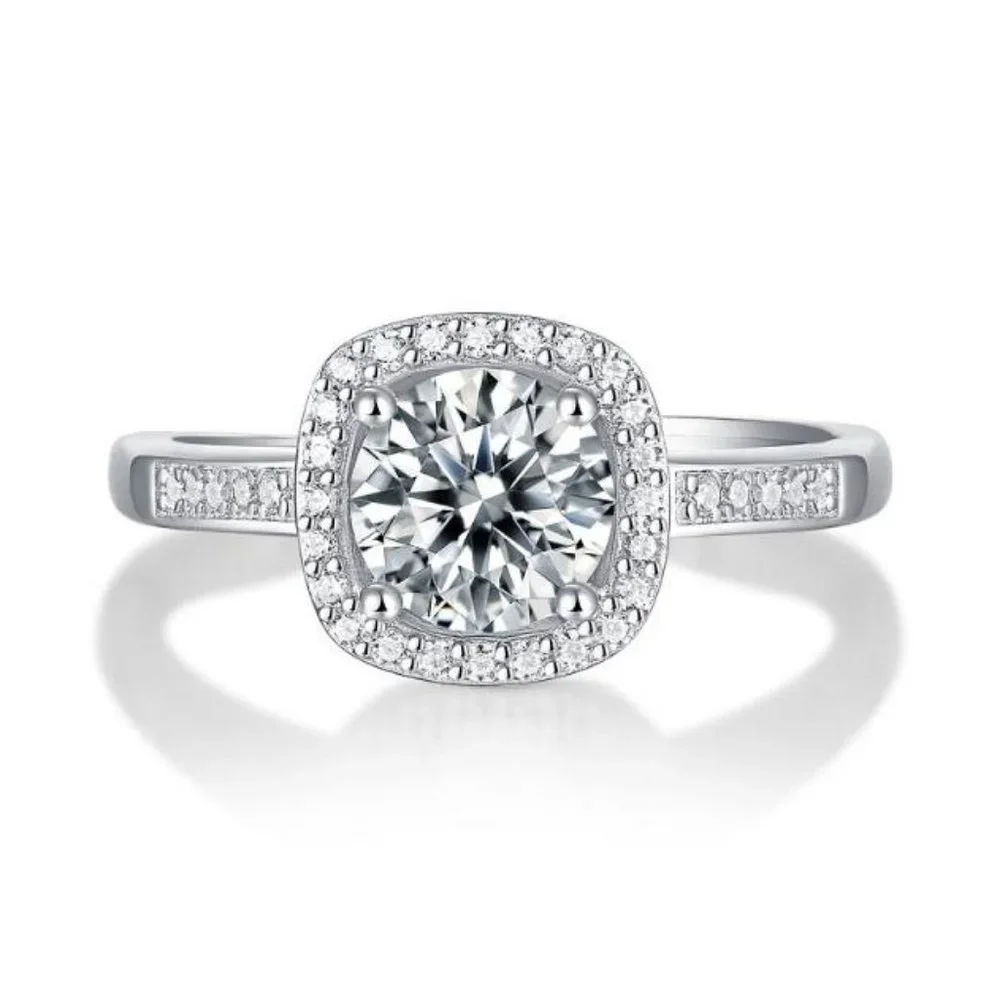 Certified 1ct. t.w. Diamond Moissanite Halo Engagement Ring NEW C